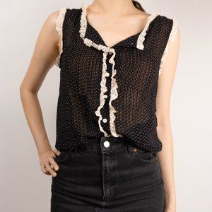 DKNY Mesh Sleeveless Button Down Shirt